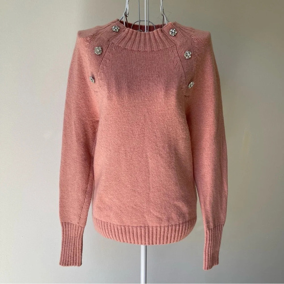 J Crew Sweater With Jeweled Buttons lamb wool blend dusty pink size XS - Picture 7 of 11